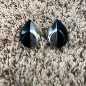 Givenchy Black and Silver Teardrop Earrings